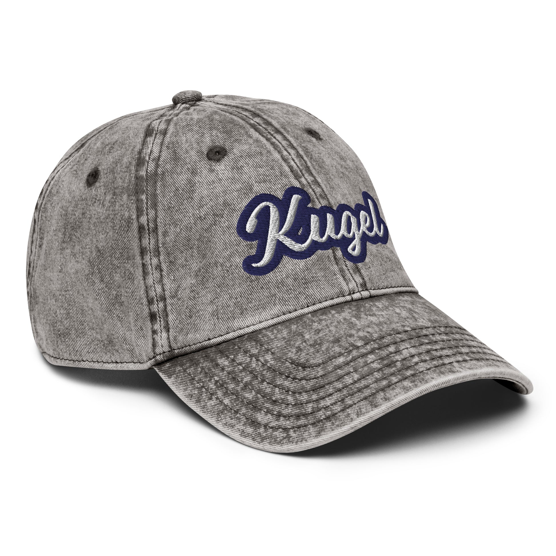 Gray Kugel Hat - Introducing the Kugel Vintage Dad Hat - the perfect accessory for any kugel lover! This Ashkenazi foodie hat features an expertly embroidered design that is sure to bring a smile to your face. It's a funny hat for kugel lovers or a gift for your favorite Ashkenazi foodie. 