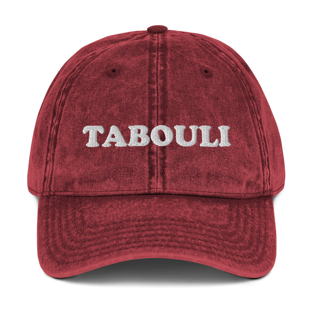 Maroon Tabouli hat - Introducing our Tabouli Hat - the perfect addition to any hat collection! Made with high-quality materials, this funny dad hat has an embroidered foodie design. Looking for something personalized? Shoot us a message! Add a little personality to your everyday style or give it as a gift for a tabouli enthusiast!