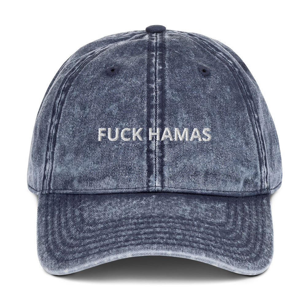 Blue Fuck Hamas Dad Hat - Introducing our Fuck Hamas Dad Hat! Make a statement with this classic dad hat with "Fuck Hamas", expertly embroidered on the front. It's perfect for sparking conversations and expressing your views in your everyday outfits. Let your hat do the talking. Looking for something personalized? Shoot us a message!