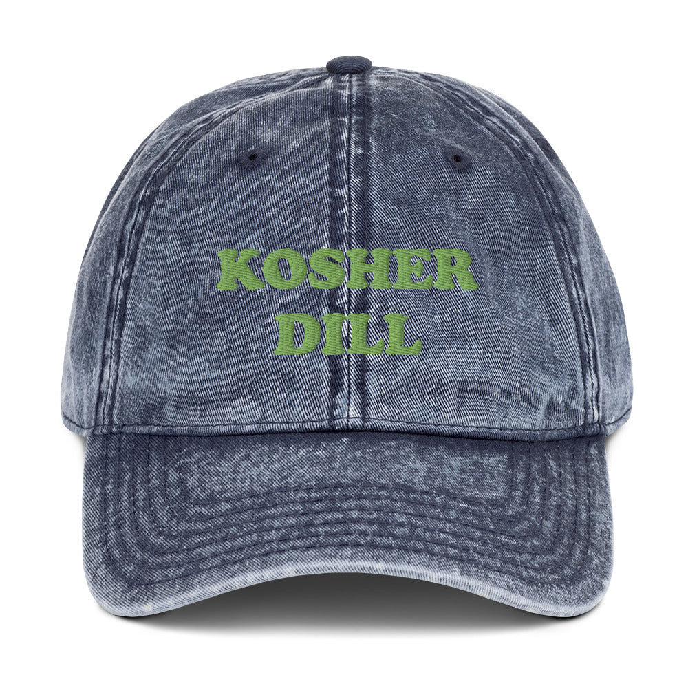 Blue Kosher Dill Pickles Hat - Love pickles? Looking for a funny gift for the pickle friend? Introducing out kosher dill hat! It's a comfortable cotton dad hat with a design for pickles lovers. Eat your favorite kosher dills in this funny hat and you're sure to turn heads. Looking for something personalized? Shoot us a message!