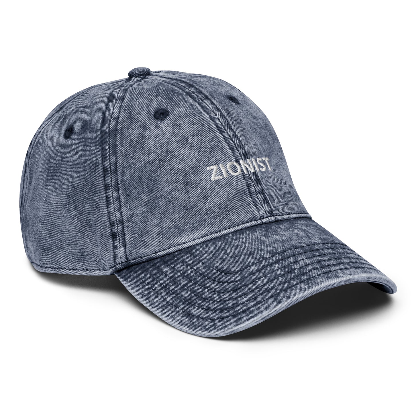 Blue Zionist Hat - Let your hat do the talking in this Zionist hat. This cotton hat is comfortable and makes a statement.  Zionist: A person who believes in the development and protection of a Jewish nation in what is now Israel. Looking for something personalized? Shoot us a message!