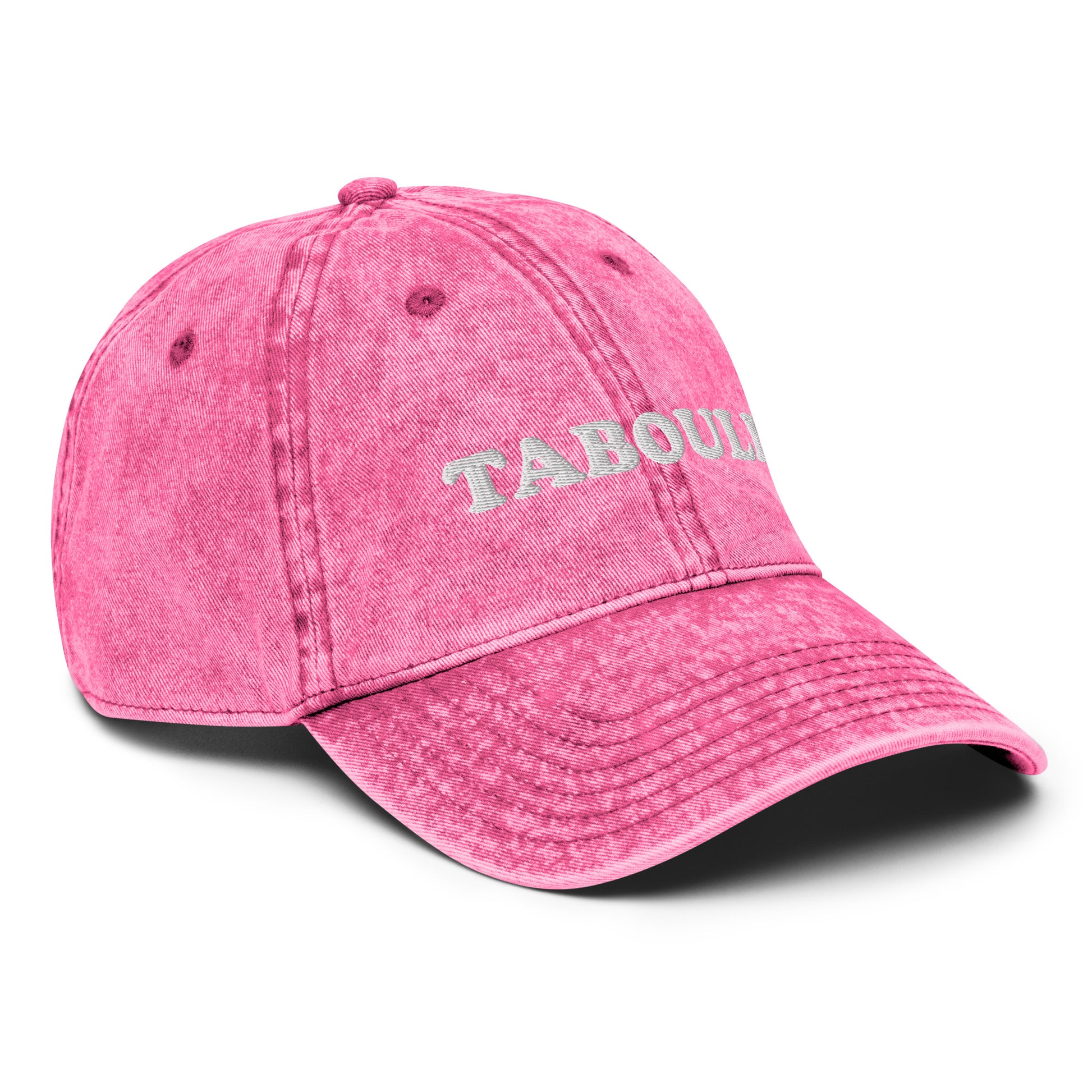 Pink Tabouli hat - Introducing our Tabouli Hat - the perfect addition to any hat collection! Made with high-quality materials, this funny dad hat has an embroidered foodie design. Looking for something personalized? Shoot us a message! Add a little personality to your everyday style or give it as a gift for a tabouli enthusiast!