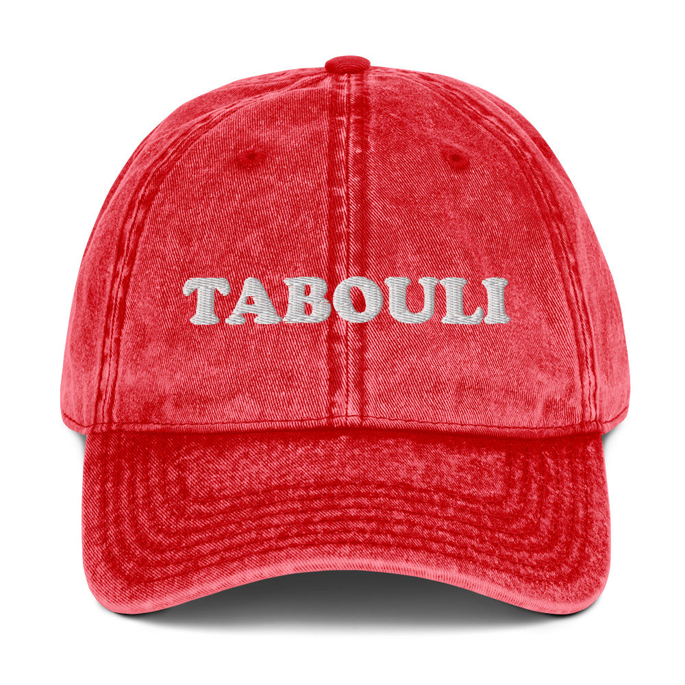 Red Tabouli hat - Introducing our Tabouli Hat - the perfect addition to any hat collection! Made with high-quality materials, this funny dad hat has an embroidered foodie design. Looking for something personalized? Shoot us a message! Add a little personality to your everyday style or give it as a gift for a tabouli enthusiast!