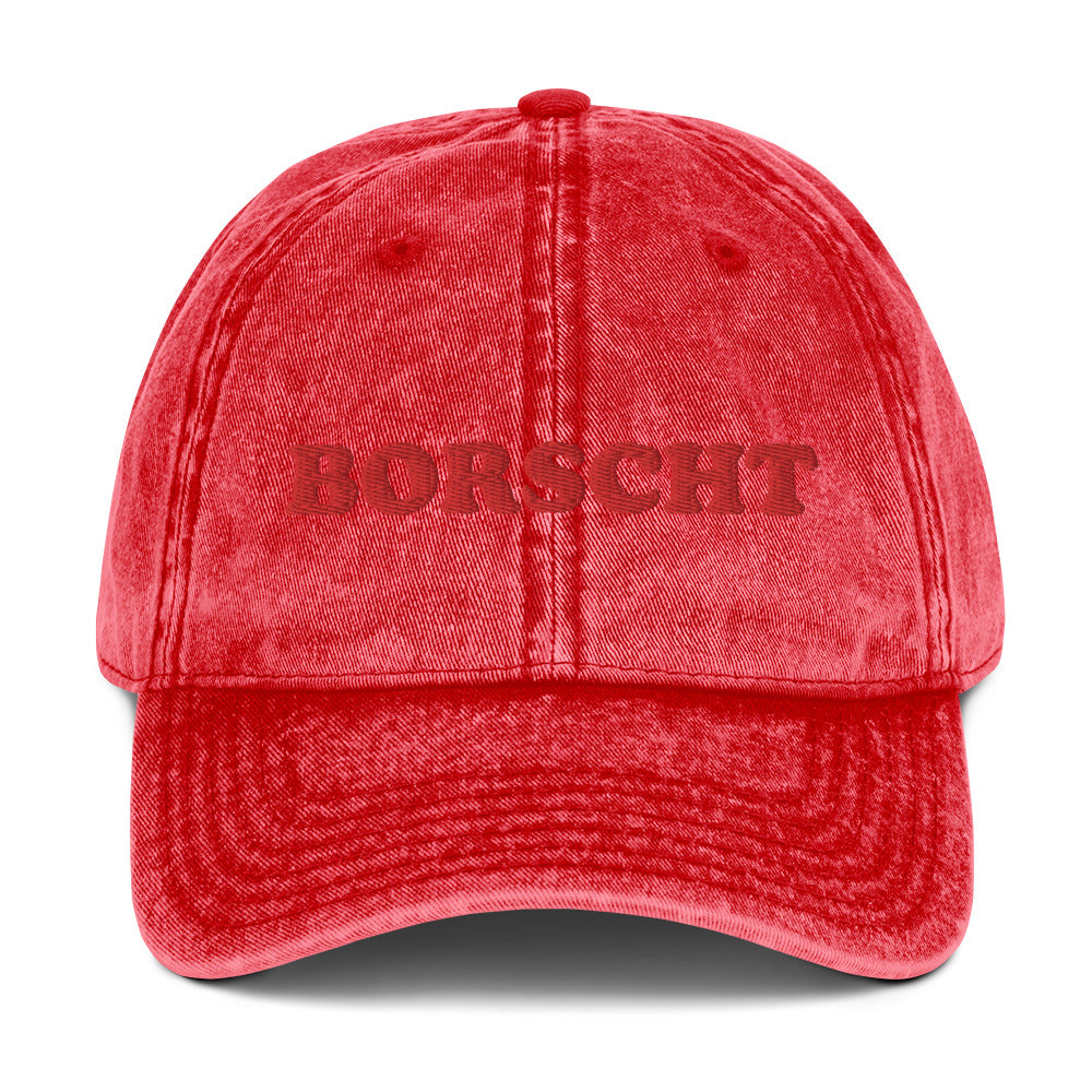 Red Borscht Hat - Discover your new favorite accessory with our Borscht Hat. Made for the borscht enthusiast, this embroidered hat celebrates Ashkenazi food with style and comfort. Perfect for everyday streetwear or a funny gift for a foodie, this classic Dad Hat is a must-have and made just for you. Looking for something personalized? Shoot us a message!